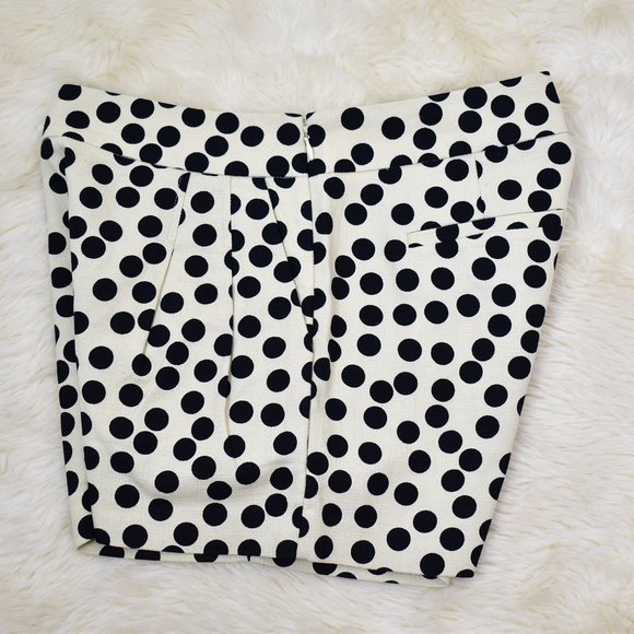 J Crew Factory Basketweave High Rise Polka Dot Chino Shorts Size 4 Beige Black - Picture 3 of 11